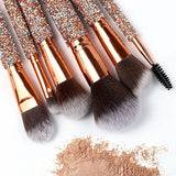DiamondGlow 10PC Makeup Brush Set