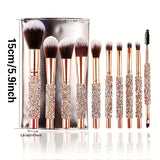 DiamondGlow 10PC Makeup Brush Set