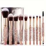 DiamondGlow 10PC Makeup Brush Set